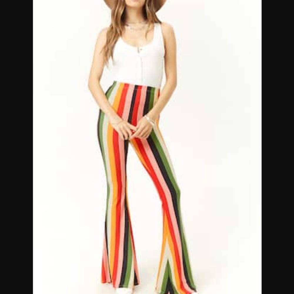 Flare stretchy striped pants
